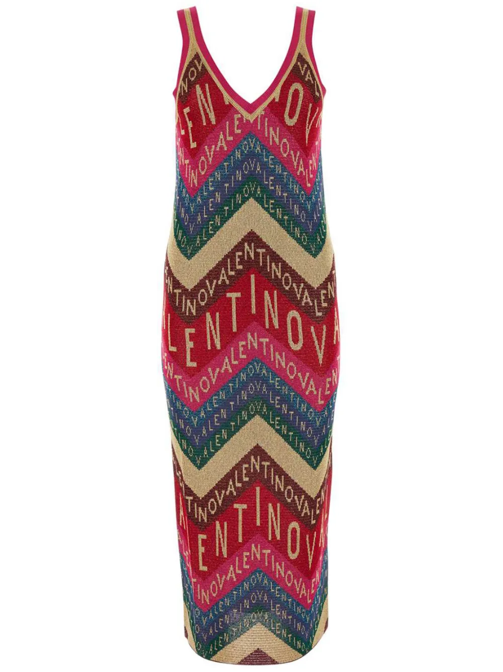 Valentino Garavani chevron-pattern midi dress - Red