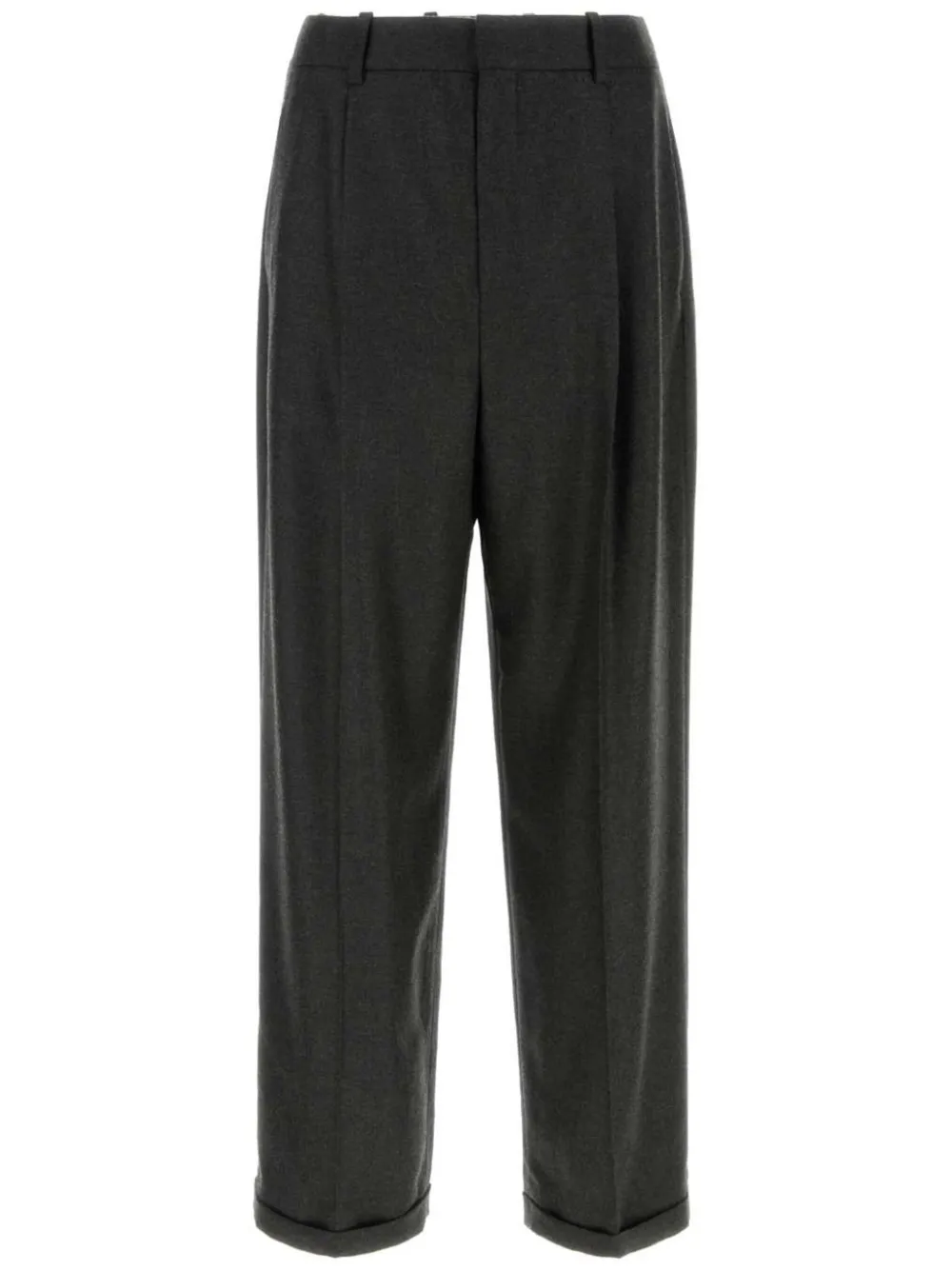 Saint Laurent Kasjmier broek met omgekeerde plooi Grijs