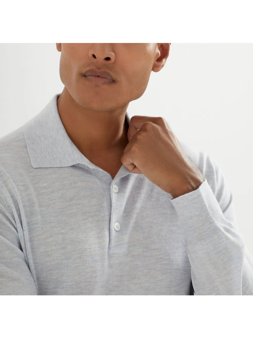 Brunello Cucinelli Gebreid poloshirt Grijs