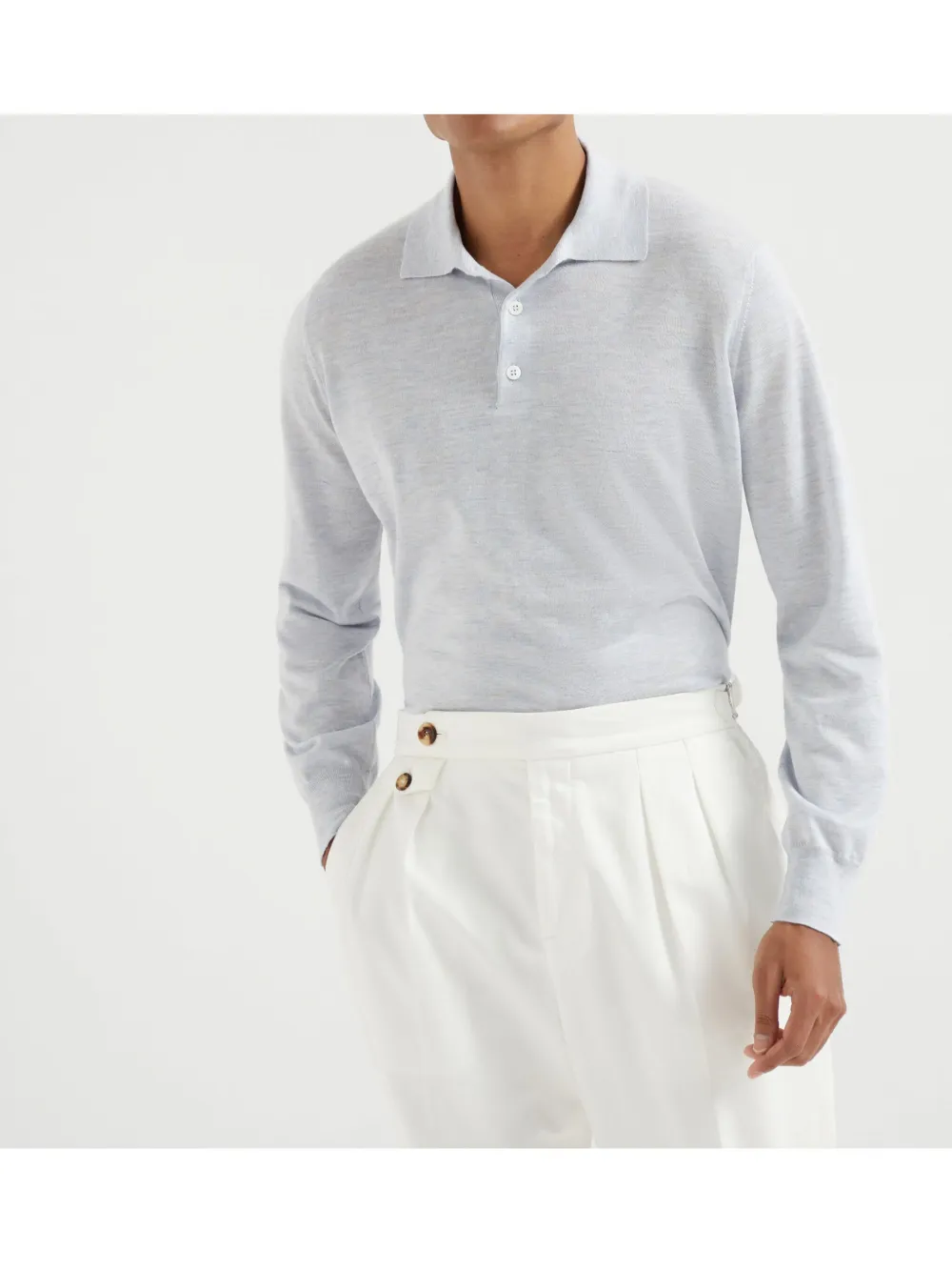 Brunello Cucinelli Gebreid poloshirt Grijs
