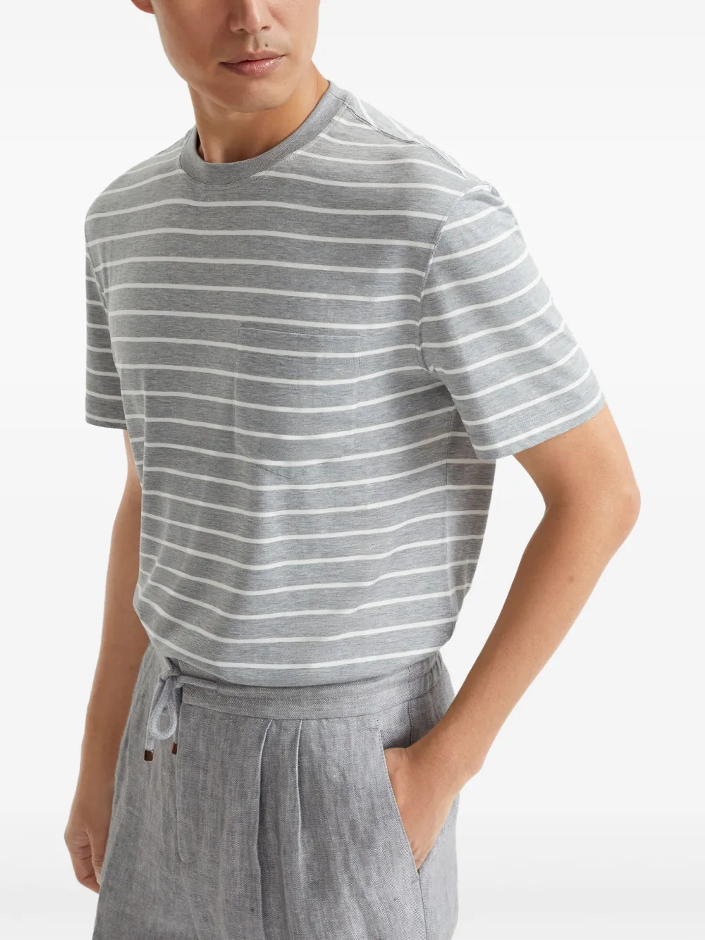 Brunello Cucinelli Gestreept T-shirt Grijs