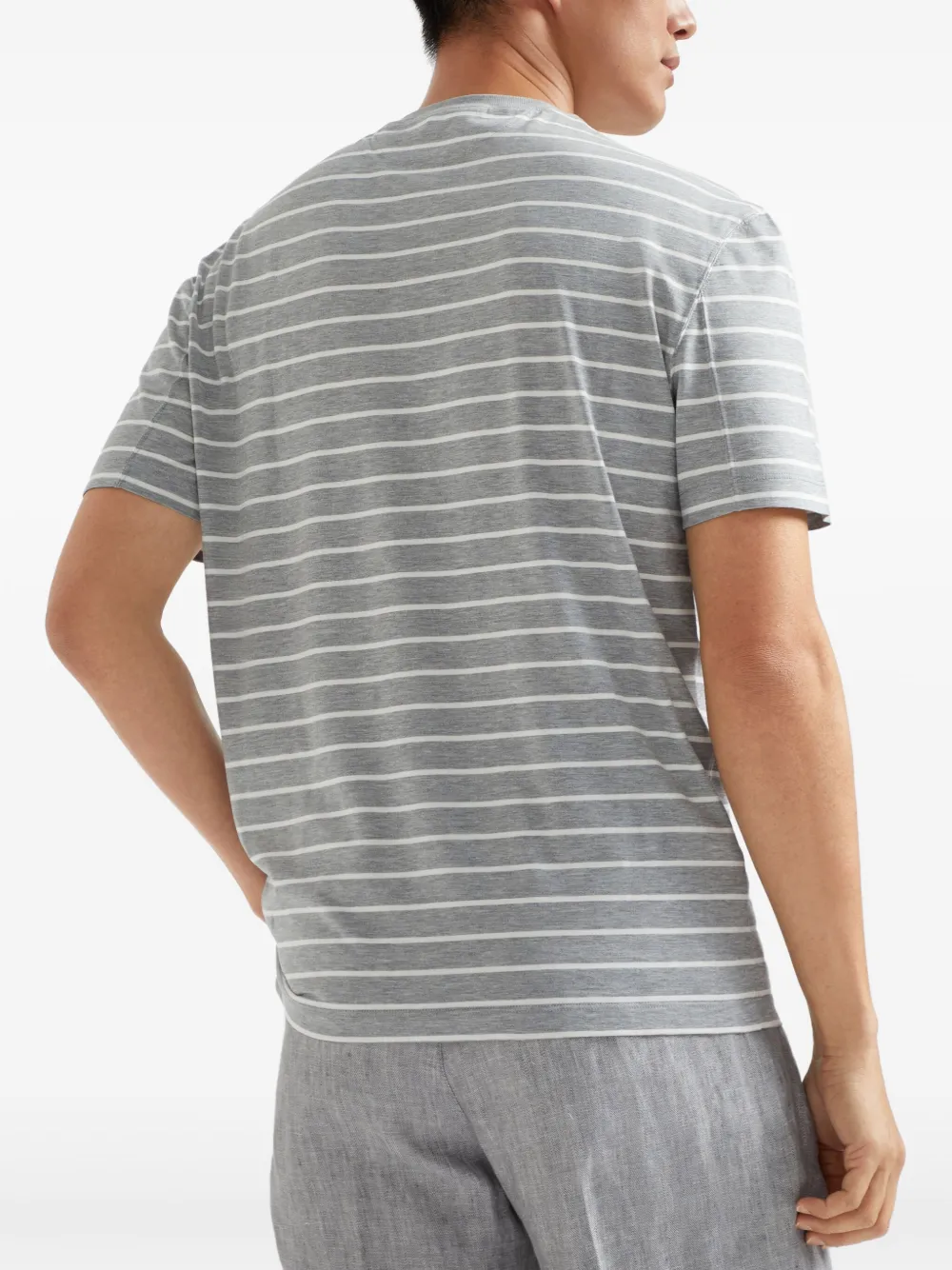 Brunello Cucinelli Gestreept T-shirt Grijs