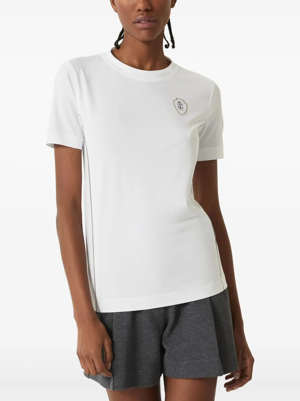 Brunello Cucinelli T-shirt met logopatch Wit
