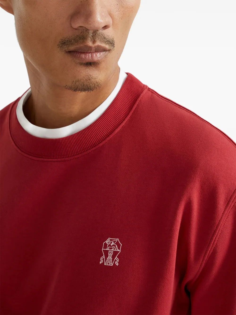 Brunello Cucinelli Sweater met logoprint Rood