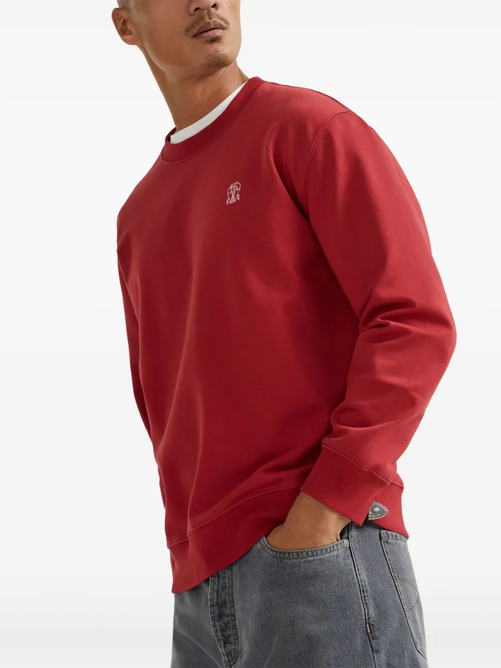 Brunello Cucinelli Sweater met logoprint Rood