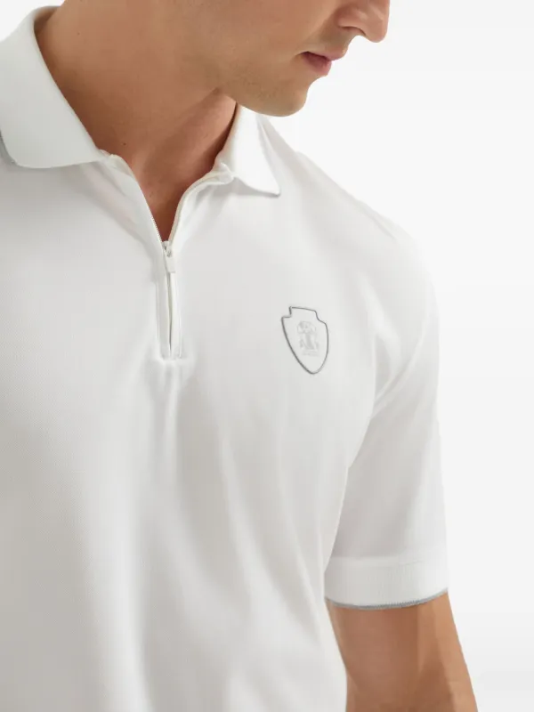 Brunello Cucinelli Cotton logo-tennis Polo Shirt | White | FARFETCH
