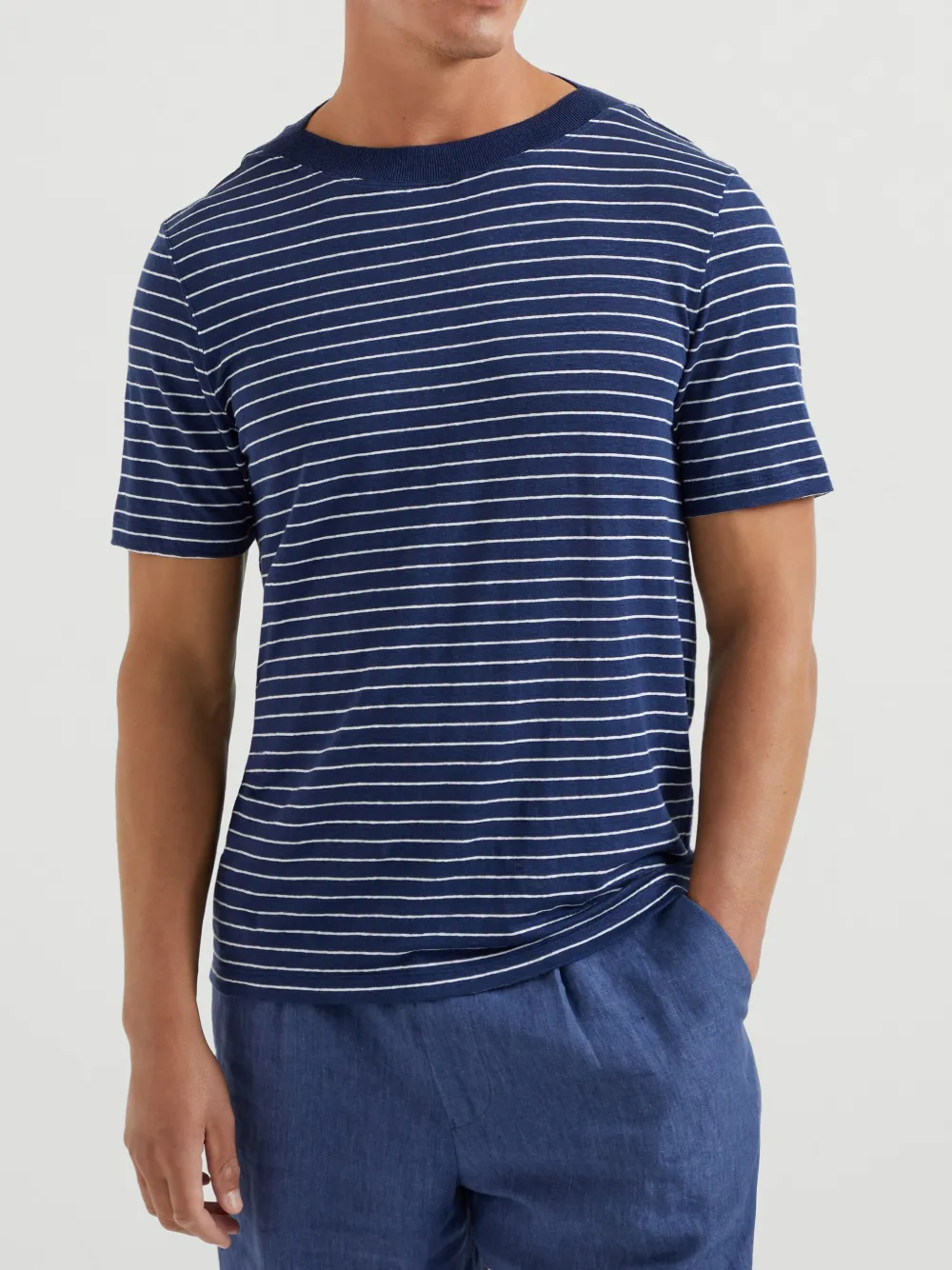 Brunello Cucinelli Gestreept T-shirt met korte mouwen Blauw