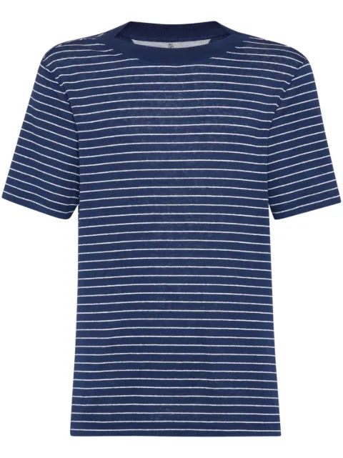 Brunello Cucinelli playera manga corta con rayas estampadas