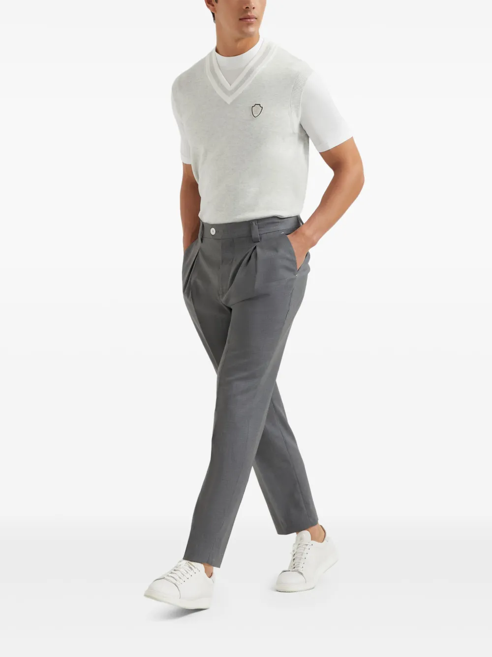 Brunello Cucinelli T-shirt met logo-applicatie Wit