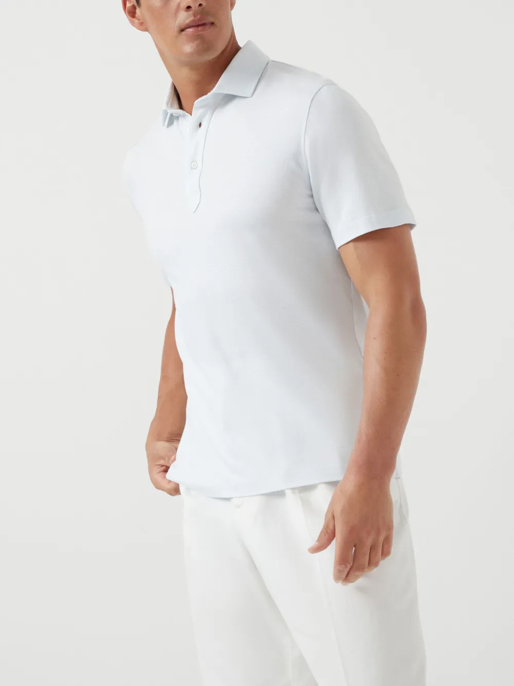 Brunello Cucinelli Poloshirt van biologische katoenblend Blauw