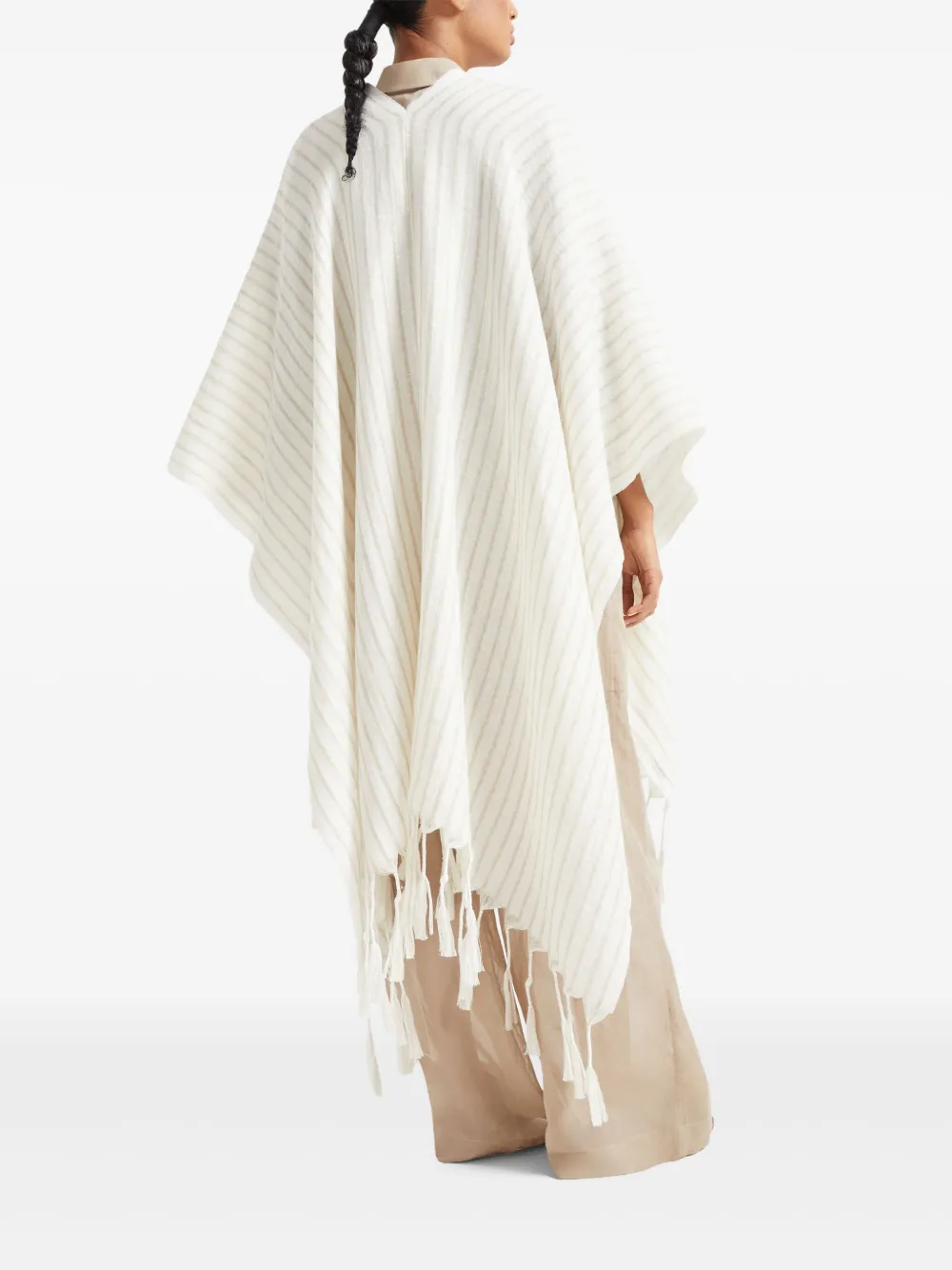 Brunello Cucinelli Gestreepte cape Wit