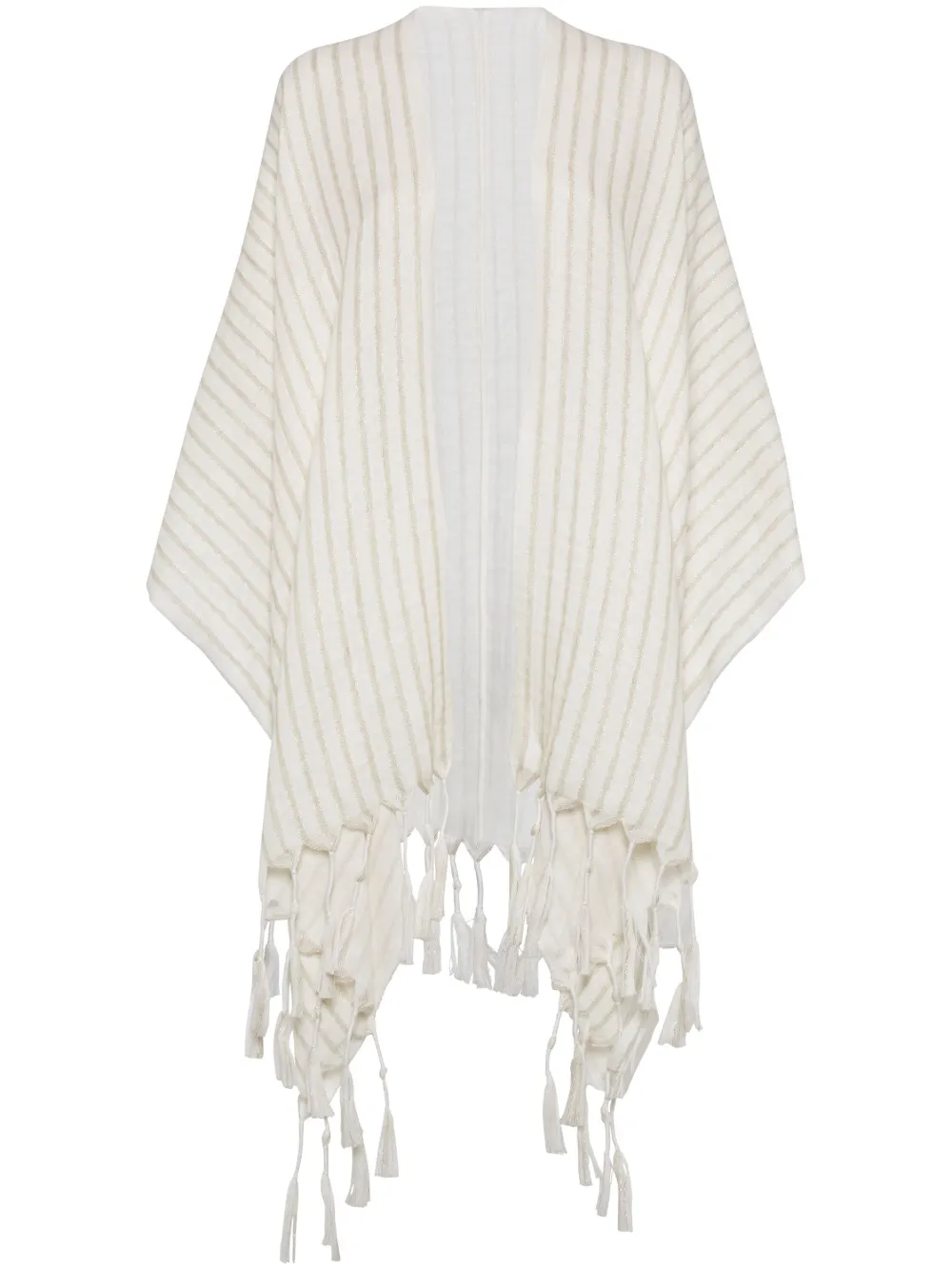Brunello Cucinelli Pelerine com listras | Branco | Image 1