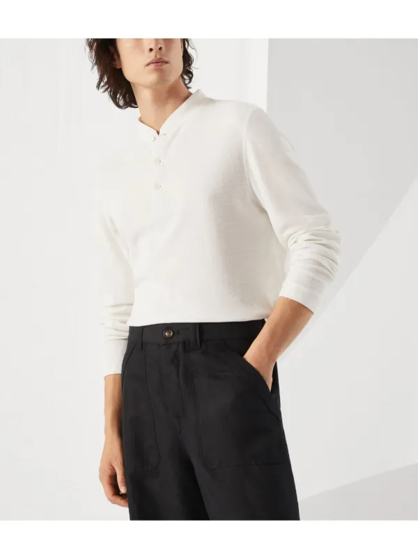 Brunello Cucinelli long-sleeved Henley T-shirt | White | FARFETCH