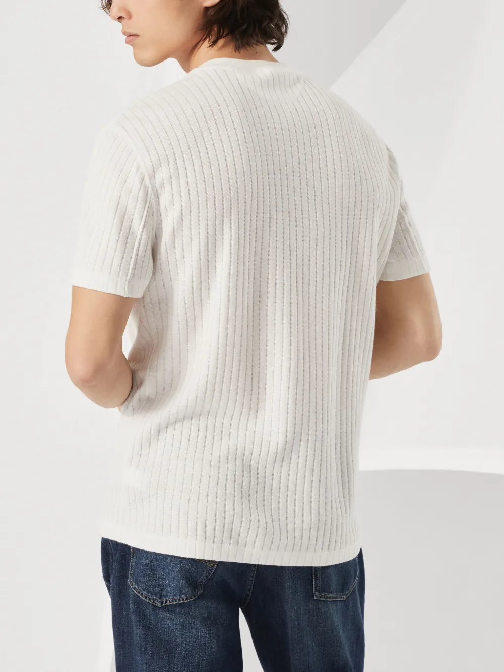Brunello Cucinelli Geribbeld T-shirt met ronde hals Wit
