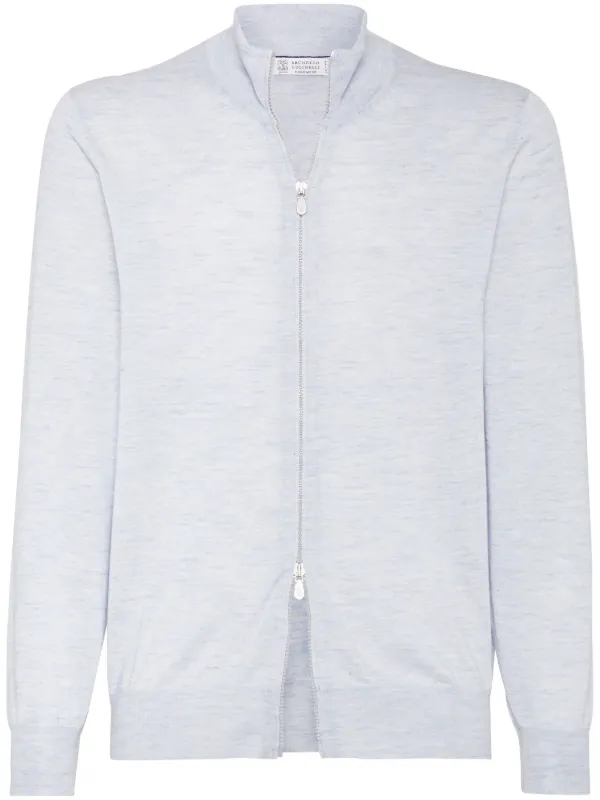 【BRUNELLO CUCINELLI】ジップアップ カシミヤ カーディガン Brunello Cucinelli ジップ カーディガン | ブルー | FARFETCH JP