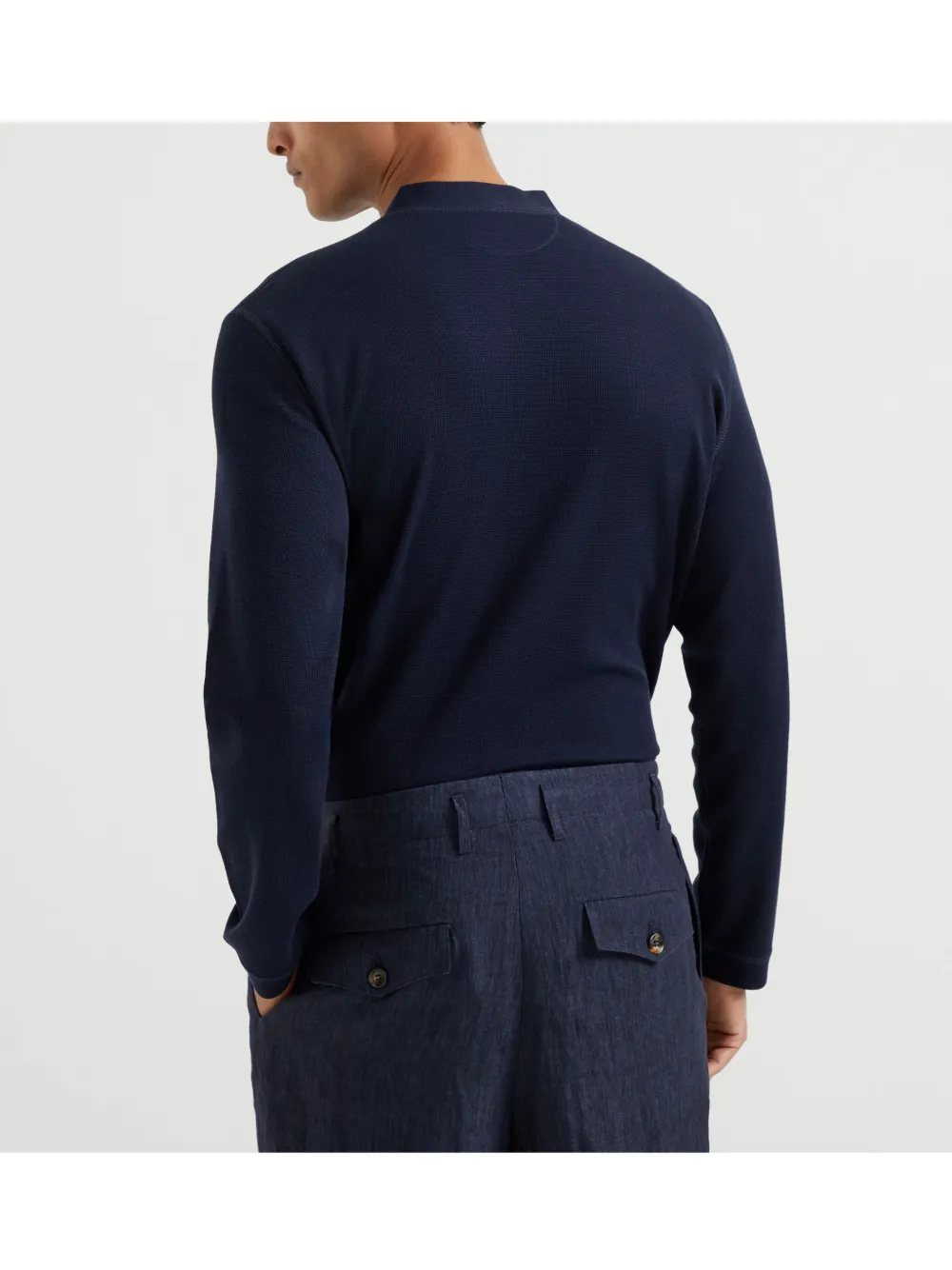 Brunello Cucinelli Poloshirt met lange mouwen Blauw