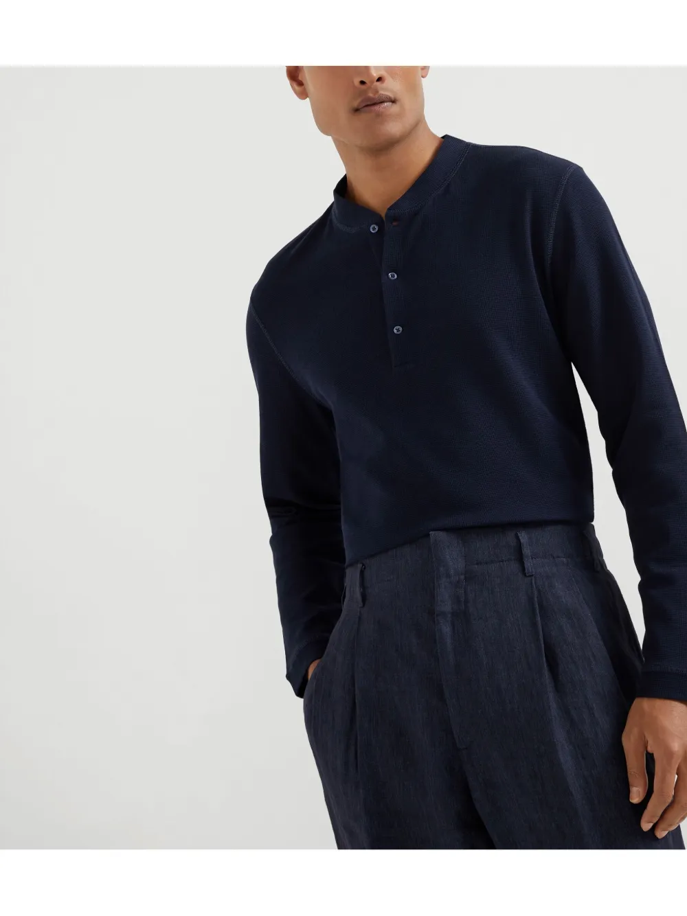 Brunello Cucinelli Poloshirt met lange mouwen Blauw