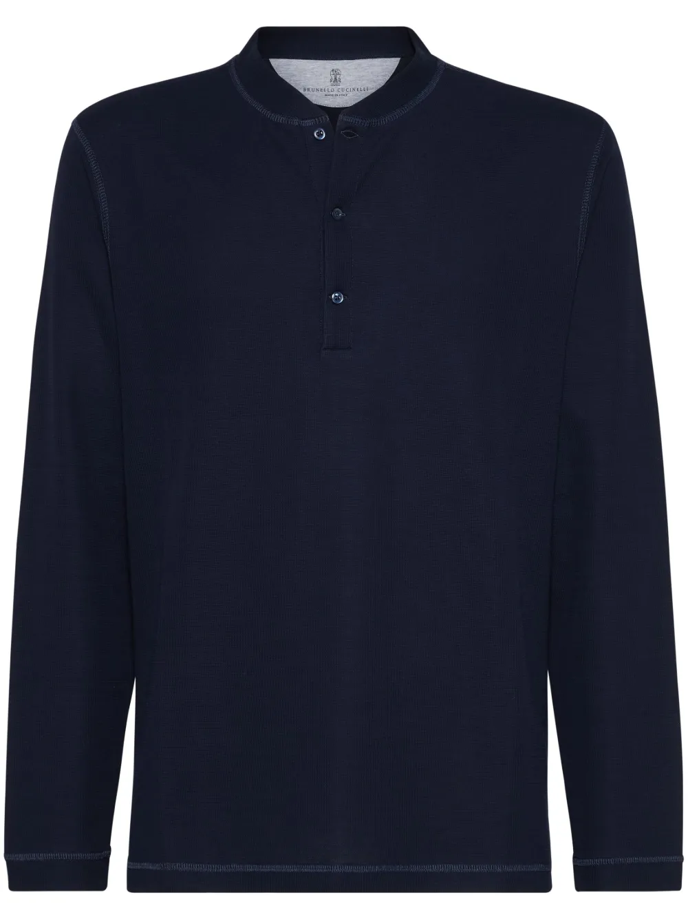 Brunello Cucinelli Langärmeliges Poloshirt | Blau | Image 1