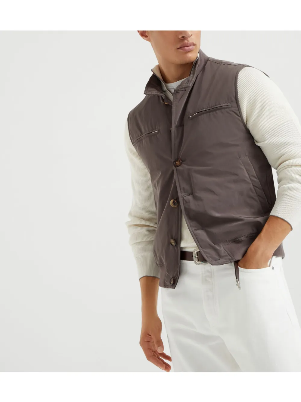 Brunello Cucinelli Gilet met knopen Bruin