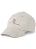 Brunello Cucinelli embroidered flannel cap - Neutrals