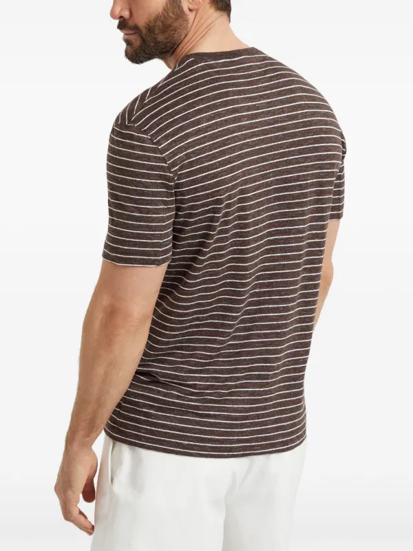 【関税込み】BRUNELLO CUCINELLI Striped t-shirt Brunello Cucinelli Monili Pocket Striped Jersey T-Shirt