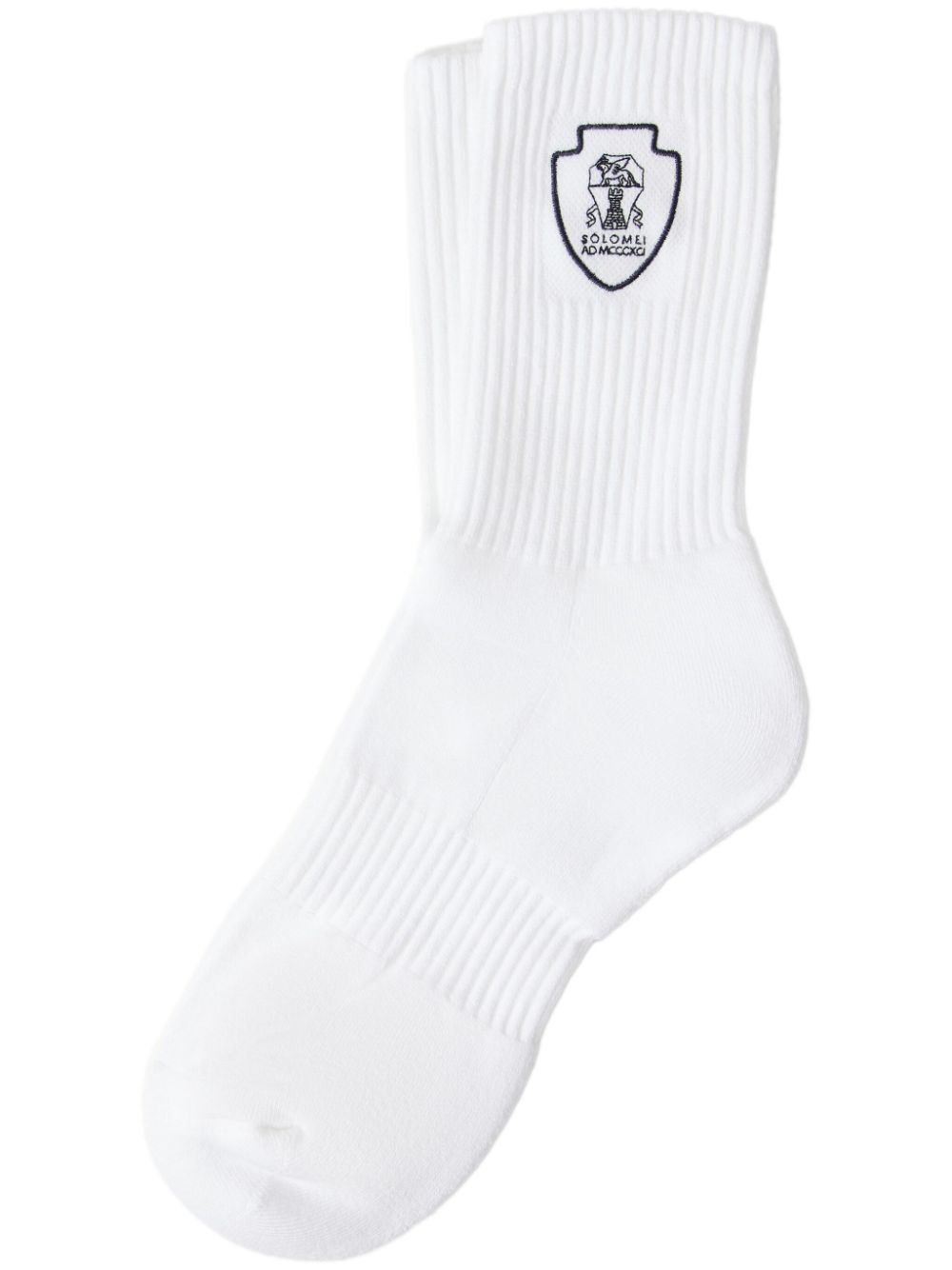 Brunello Cucinelli logo-embroidered socks - White