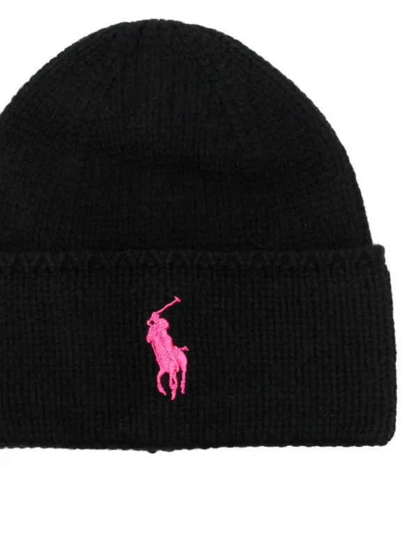 Polo Ralph Lauren Signature Pony Wool Beanie Hat Black FARFETCH UK