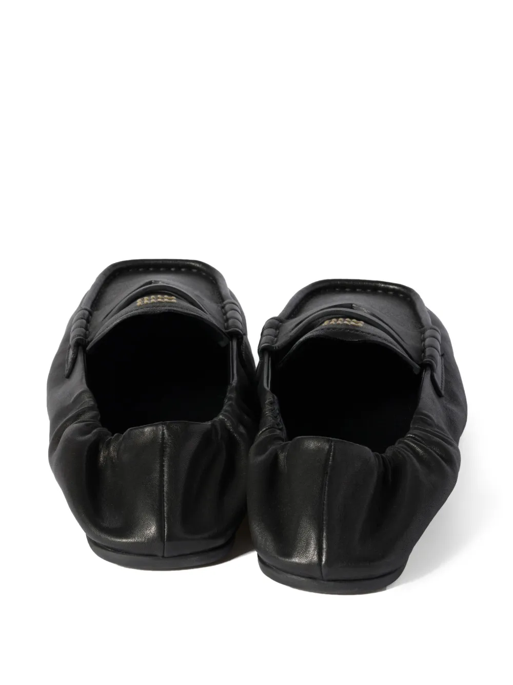 Miu embossed-logo loafers Black