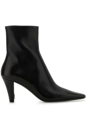 Saint Laurent Ankle Boot XIV De Couro Com Salto | Preto | FARFETCH BR