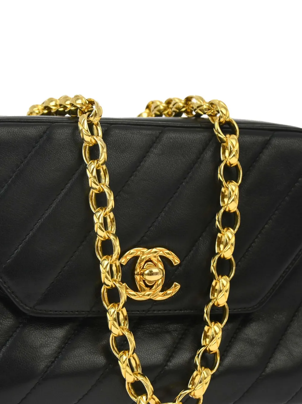 Pre-owned Chanel 1992 Mini Cc Camera Bag In Black