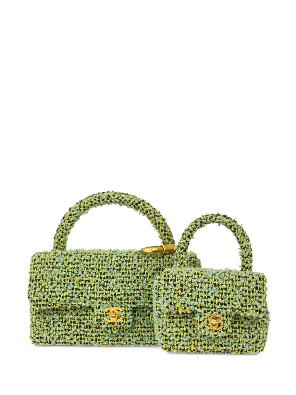 Pre-owned Chanel 1992 Classic Flap 2 In 1 Handbag Set In Green