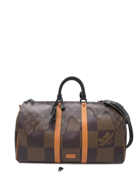 Affordable Louis Vuitton Pre-Owned 2020 x Nigo Giant Damier Ebene Monogram Keepall Bandouliere 50 travel bag WOMEN