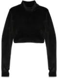 GCDS chocker-detailed velvet T-shirt - Black