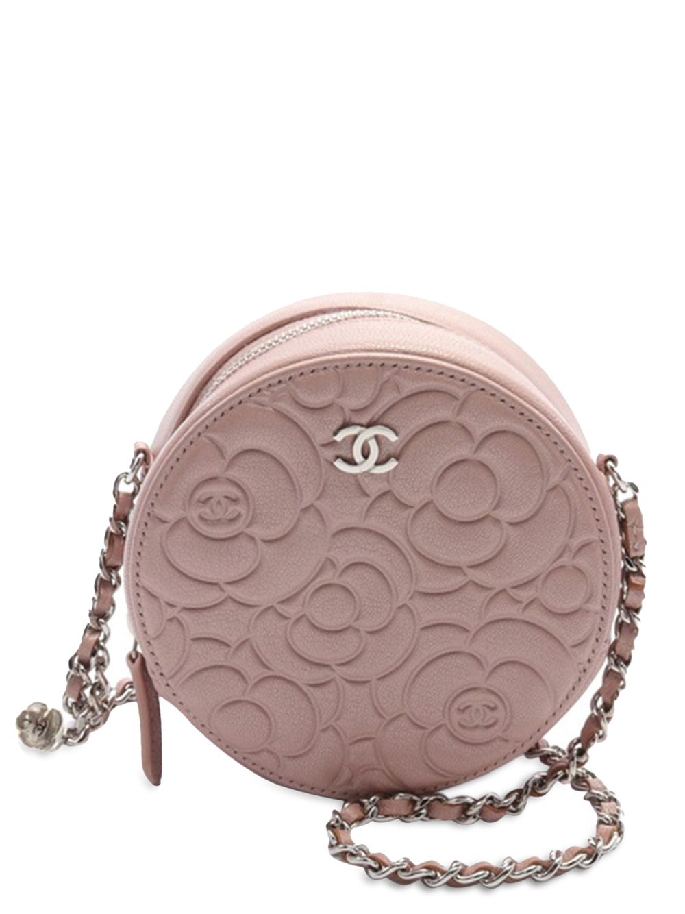 Cheap HOT SALE CHANEL 2019 Goatskin Camellia Round Clutch With Chain crossbody bag Women