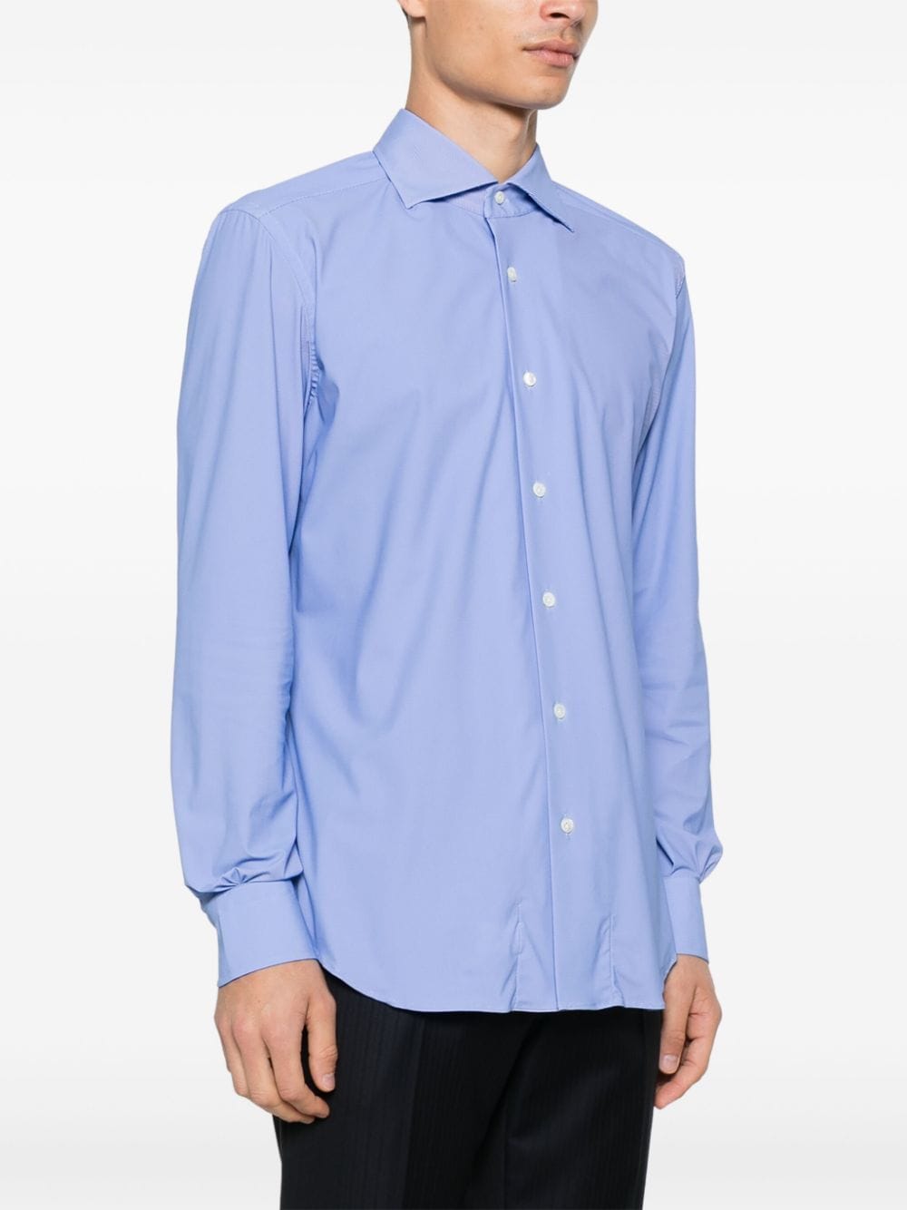 Shop Mazzarelli Twill Shirt In Blue