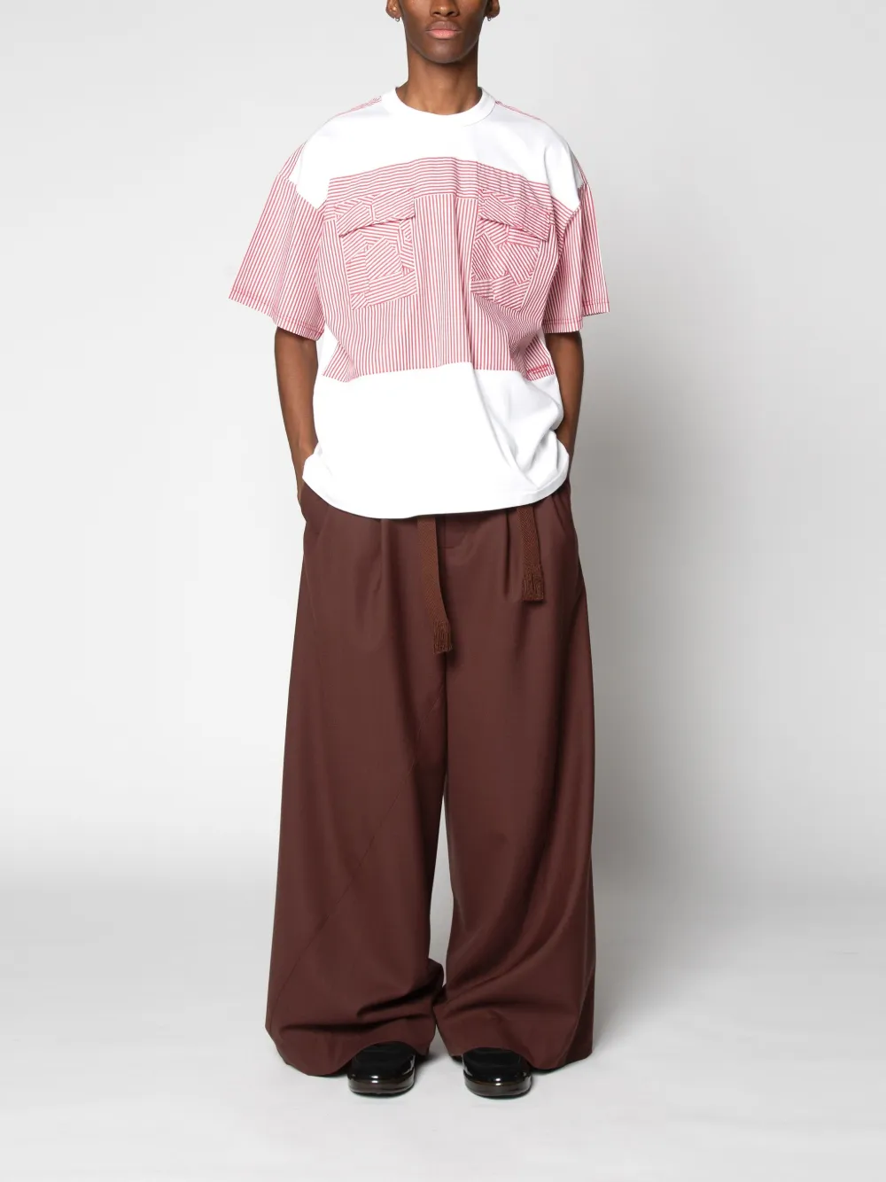Yoshiokubo Stripe Patch T-shirt In Red