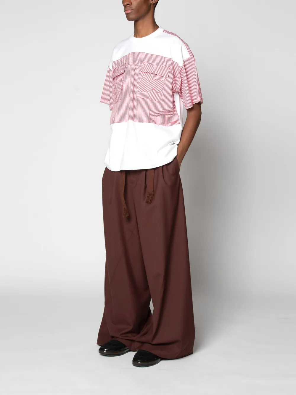 Yoshiokubo Stripe Patch T-shirt In Red