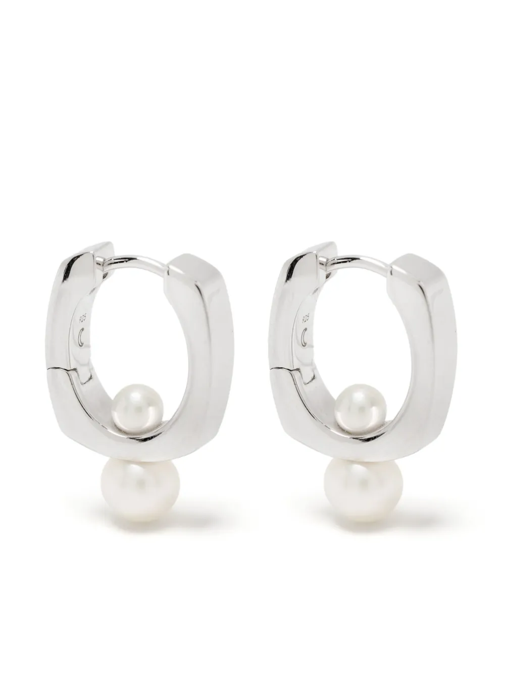 pearl square hoop earrings