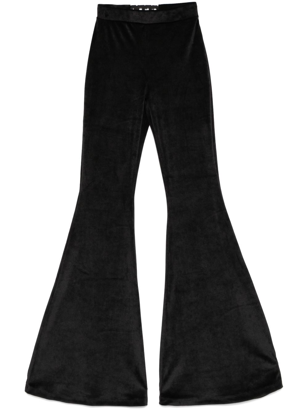 GCDS chocker-detailed velvet trousers - Black