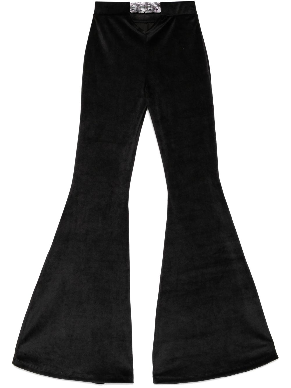 GCDS chocker-detailed velvet trousers - Black