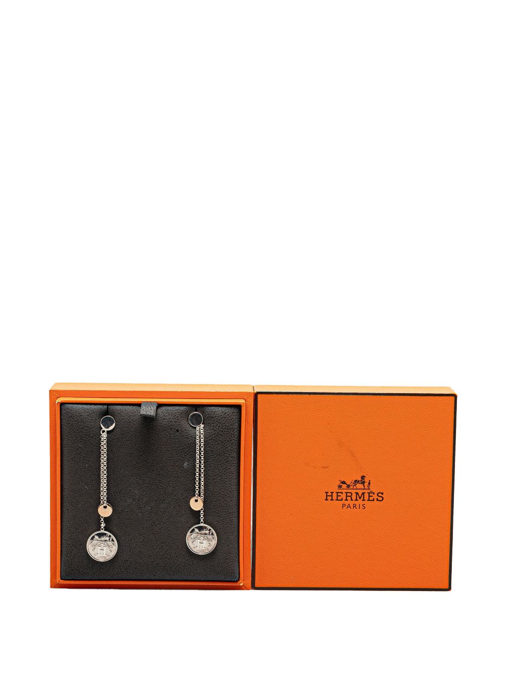 Hermes 21st Century Sterling Silver Ex-Libris Push Back costume earrings Women