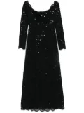 Rabanne sequin-embroidered lace maxi dress - Black