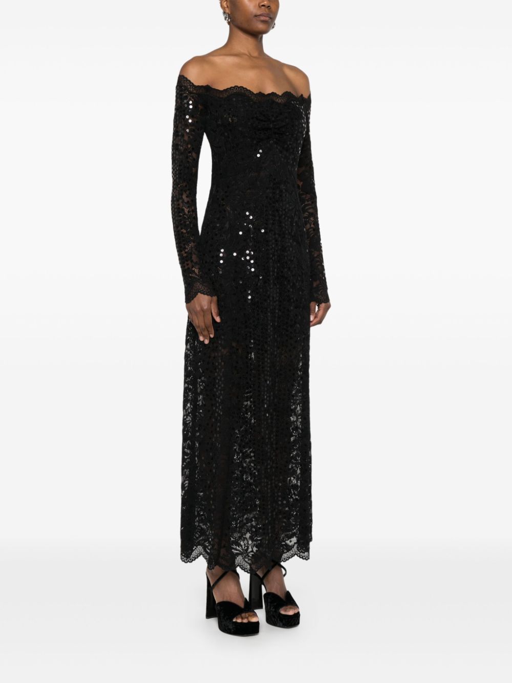 How to find discounts Rabanne sequin-embroidered lace maxi dress Women