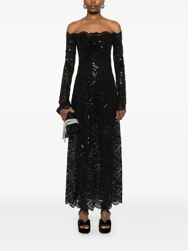 chinese dress ladies Shiny Black Sequin Lace Long Sheath Plus Size Prom Dress