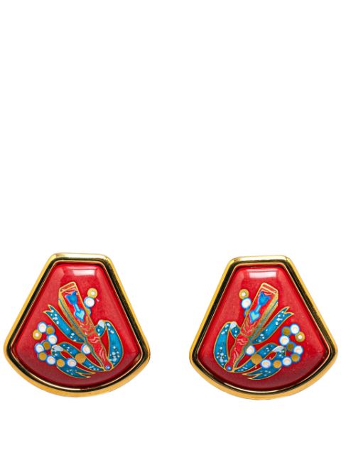 Hermes 20th Century Cloisonne Enamel Clip On costume earrings Women