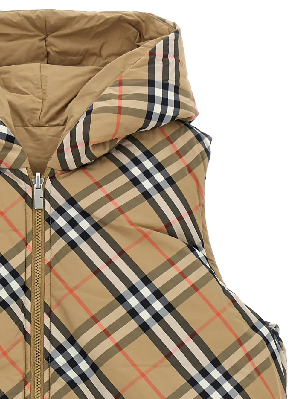 Burberry Kids Geruite omkeerbare bodywarmer Beige