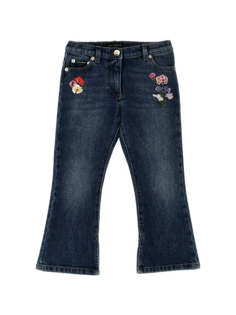 Dolce & Gabbana Kids جينز مطرز بزهور