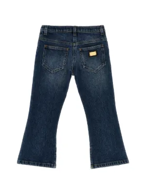 5-pocket treated stretch denim jeans with logo print in Multicolor for Boys  | Dolce&Gabbana® US