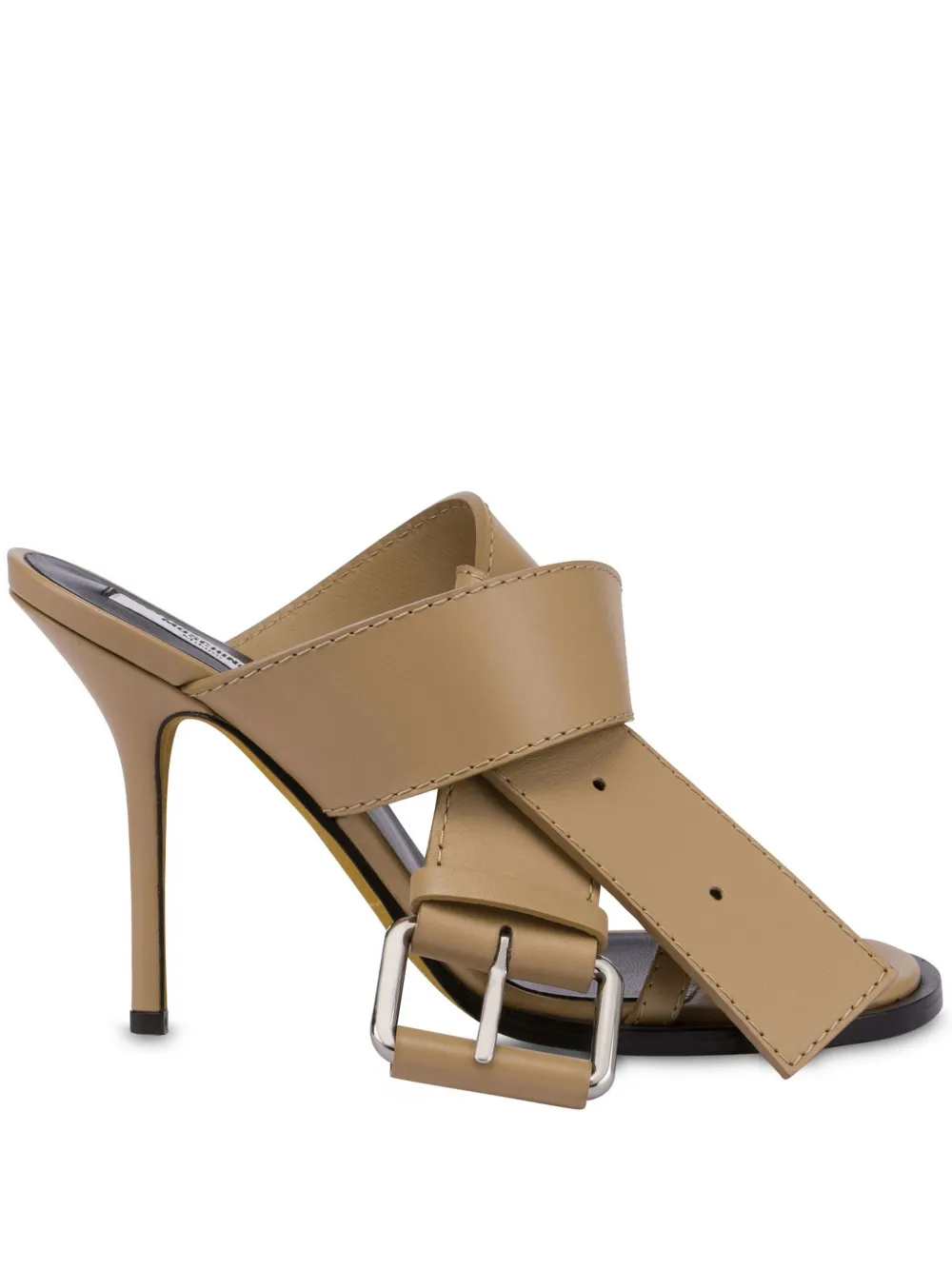 Moschino Leren muiltjes met decoratieve gesp Beige