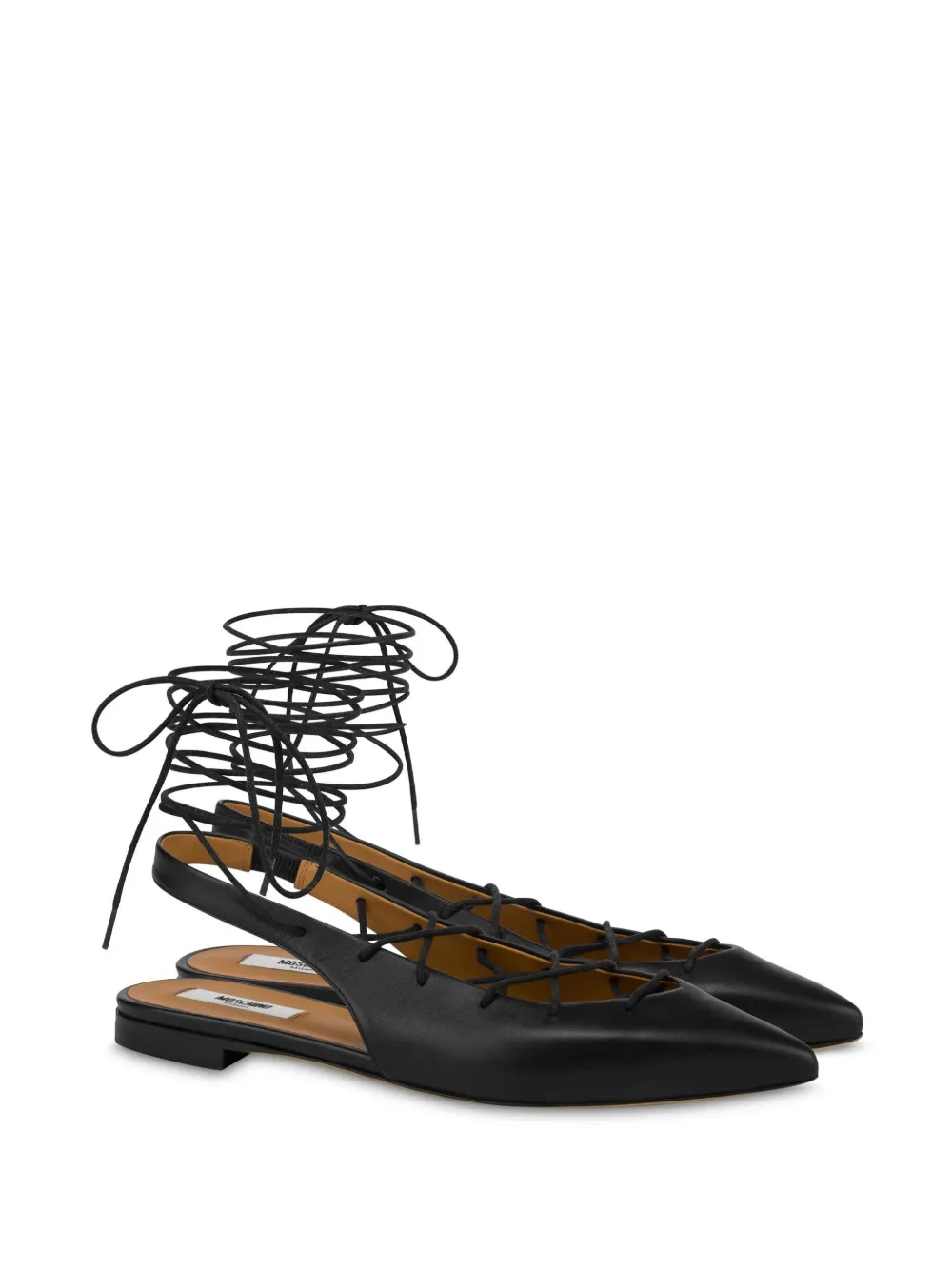 Moschino lace-up ballerina shoes Black